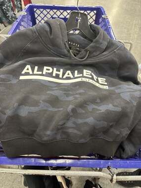 Alphalete Black Blue Camo Cropped Pullover Hoodie